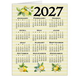 2027年カレンダー イタリアンスタイル レモン イエローストライプ