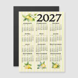 2027年カレンダー イタリアンスタイル レモン イエローストライプ マグネット招待状
