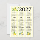 2027年カレンダー イタリアンスタイル レモン イエローストライプ マグネット招待状 (正面)