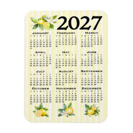2027年カレンダー イタリアンスタイル レモン イエローストライプ マグネット