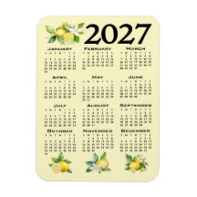 2027年カレンダー イタリアンスタイル レモン イエロー