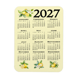 2027年カレンダー イタリアンスタイル レモン イエロー マグネット