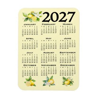 2027年カレンダー イタリアンスタイル レモン イエロー マグネット