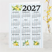 2027年カレンダー イタリアンスタイル レモン ブーストライプ カード (黄色い花)