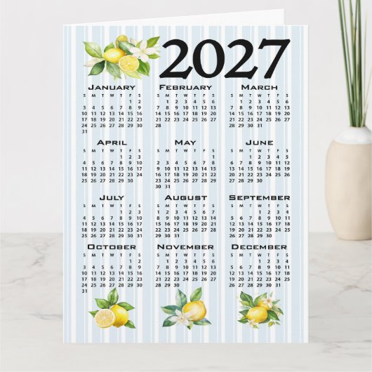 2027年カレンダー イタリアンスタイル レモン ブーストライプ カード (正面)