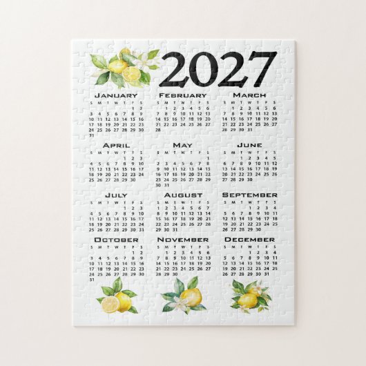 2027年カレンダー イタリアンスタイル レモン 白 ジグソーパズル (縦)