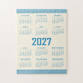 2027年カレンダー ギリシャのフレットコスミックラテのブルー ジグソーパズル