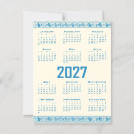 2027年カレンダー ギリシャのフレットコスミックラテの青 マグネット招待状
