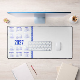 2027年カレンダー ギリシャのフレットコーデ ギリシャブルー×ホワイト デスクマット