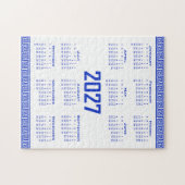 2027年カレンダー ギリシャ柄 ブルー×ホワイト ジグソーパズル (横)