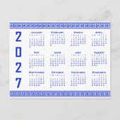 2027年カレンダー ギリシャ柄 ブルー×ホワイト ポストカード (正面)