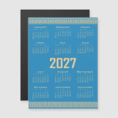 2027年カレンダー ギリシャ模様 コスモスブルー地ベージュ マグネット招待状 (正面/裏面)