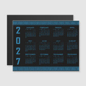2027年カレンダー ギリシャ模様 コスモスブルー×ブラック マグネット招待状 (正面/裏面)