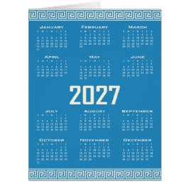 2027年カレンダー ギリシャ模様 コズミックラテ ブルーの背景