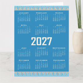 2027年カレンダー ギリシャ模様 コズミックラテ ブルー カード