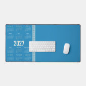 2027年カレンダー ギリシャ模様 コズミックラテ ブルー デスクマット (キーボード&マウス)