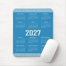 2027年カレンダー ギリシャ模様 コズミックラテ ブルー
