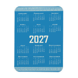 2027年カレンダー ギリシャ模様 コズミックラテ ブルー マグネット