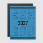 2027年カレンダー ギリシャ模様 ブラック×コスモスブルー マグネット招待状 (正面/裏面)