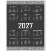 2027年カレンダー ギリシャ模様 白黒 シール (正面)