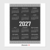 2027年カレンダー ギリシャ模様 白黒 シール (シート)