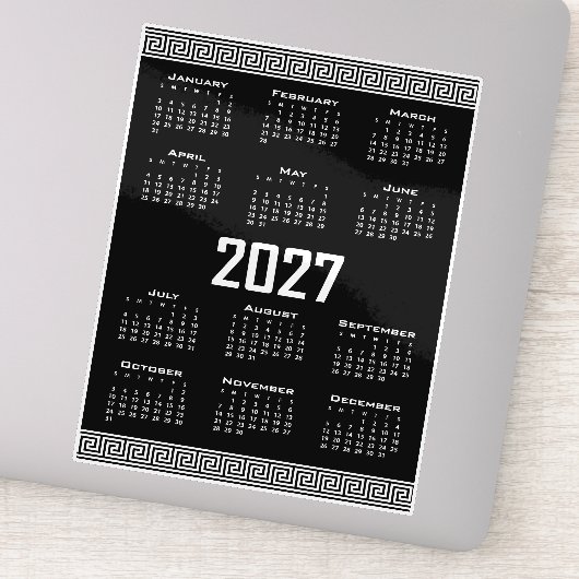 2027年カレンダー ギリシャ模様 白黒 シール (詳細)