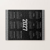 2027年カレンダー ギリシャ模様 白黒 ジグソーパズル (横)