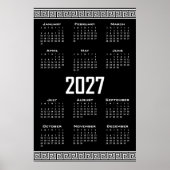 2027年カレンダー ギリシャ模様 白黒 ポスター (正面)