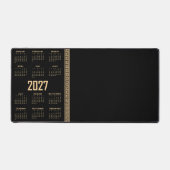 2027年カレンダー ギリシャ模様 黒地にベージュ デスクマット (正面)