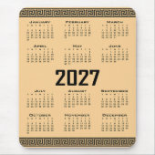 2027年カレンダー ギリシャ模様 黒×ベージュ マウスパッド (正面)