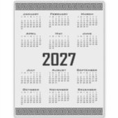 2027年カレンダー ギリシャ模様 黒 白 シール (正面)