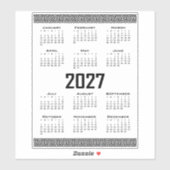2027年カレンダー ギリシャ模様 黒 白 シール (シート)