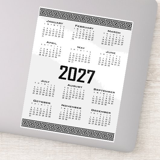 2027年カレンダー ギリシャ模様 黒 白 シール (詳細)