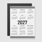 2027年カレンダー ギリシャ模様 黒 白 マグネット招待状 (正面/裏面)