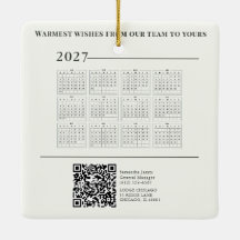 2027年カレンダー クリスマスコテージQRコード ビジネス