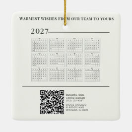 2027年カレンダー クリスマスコテージQRコード ビジネス セラミックオーナメント