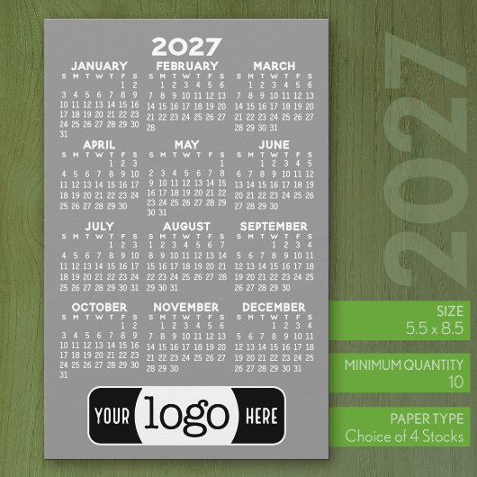 2027年カレンダー - グレーシンプルロゴ 便箋