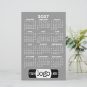 2027年カレンダー - グレーシンプルロゴ 便箋 (スタンド正面)