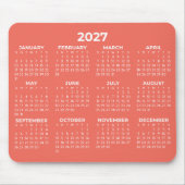 2027年カレンダー コーラルホワイト マウスパッド (正面)