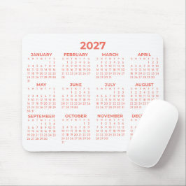 2027年カレンダー コーラルホワイト マウスパッド