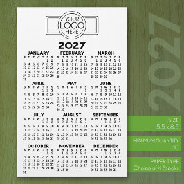 2027年カレンダー - シンプルブラックミニマムロゴ 便箋