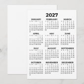 2027年カレンダー(シンプル・シンプルデザイン) 招待状 (正面/裏面)