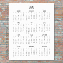 2027年カレンダー シンプル ブラック ホワイト