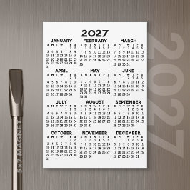 2027年カレンダー - シンプル マグネットカード マグネット招待状