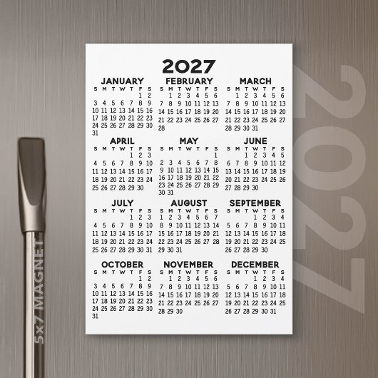 2027年カレンダー - シンプル マグネットカード マグネット招待状