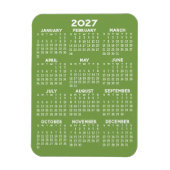 2027年カレンダー - シンプル モダン グリーン ホワイト マグネット (縦)