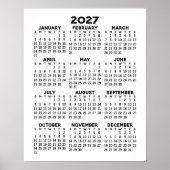 2027年カレンダー - シンプル モノクロ ポスター (正面)
