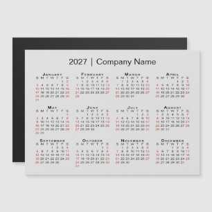 2027年カレンダー ビジネス名 グレー マグネット