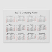 2027年カレンダー ビジネス名 グレー マグネット (正面)