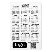 2027年カレンダー ビジネス ロゴとQRコード付き マグネット (縦)
